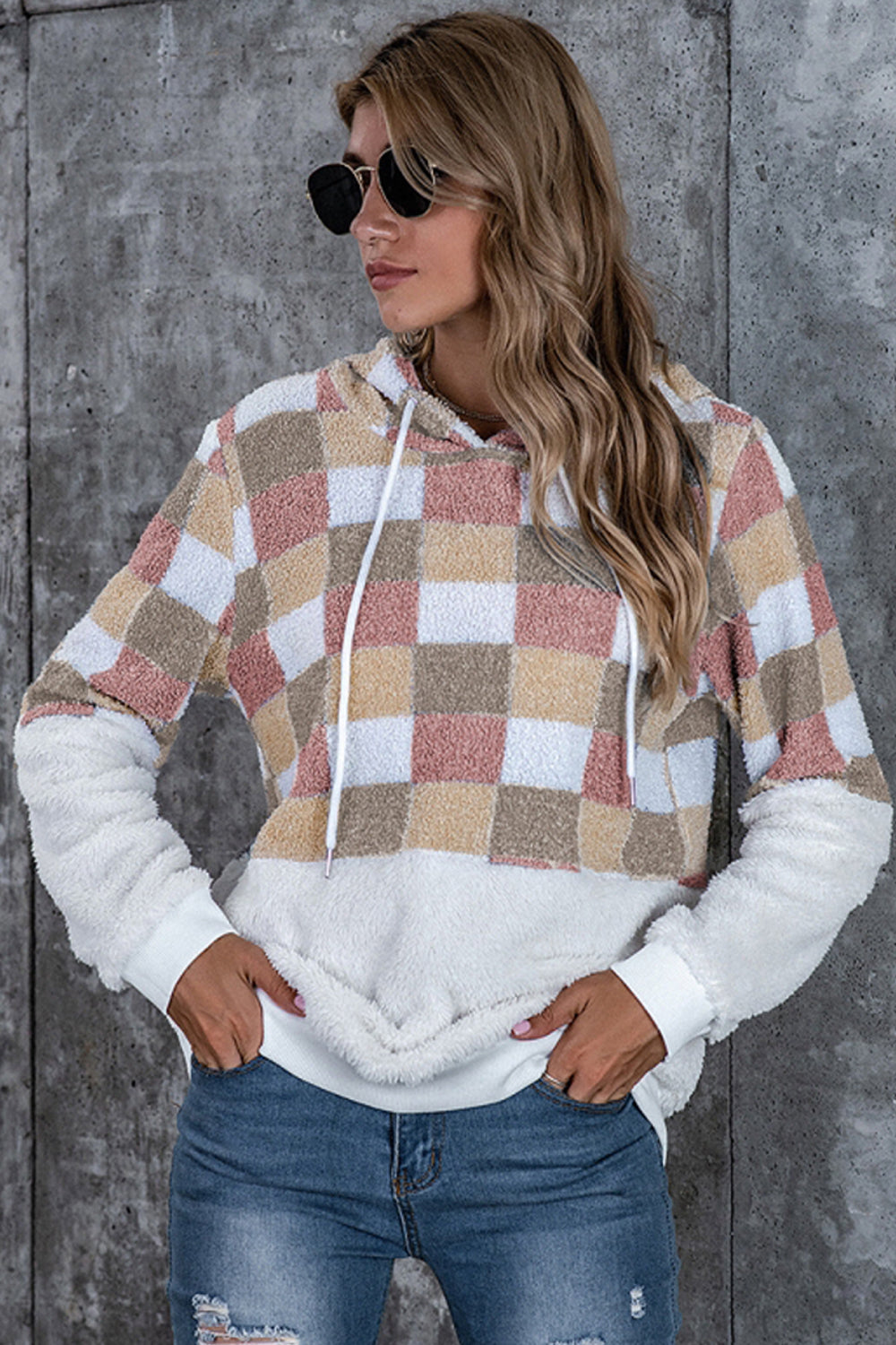 RadyRin Cozy Large Plaid Hooded Sweater for Effortless Style