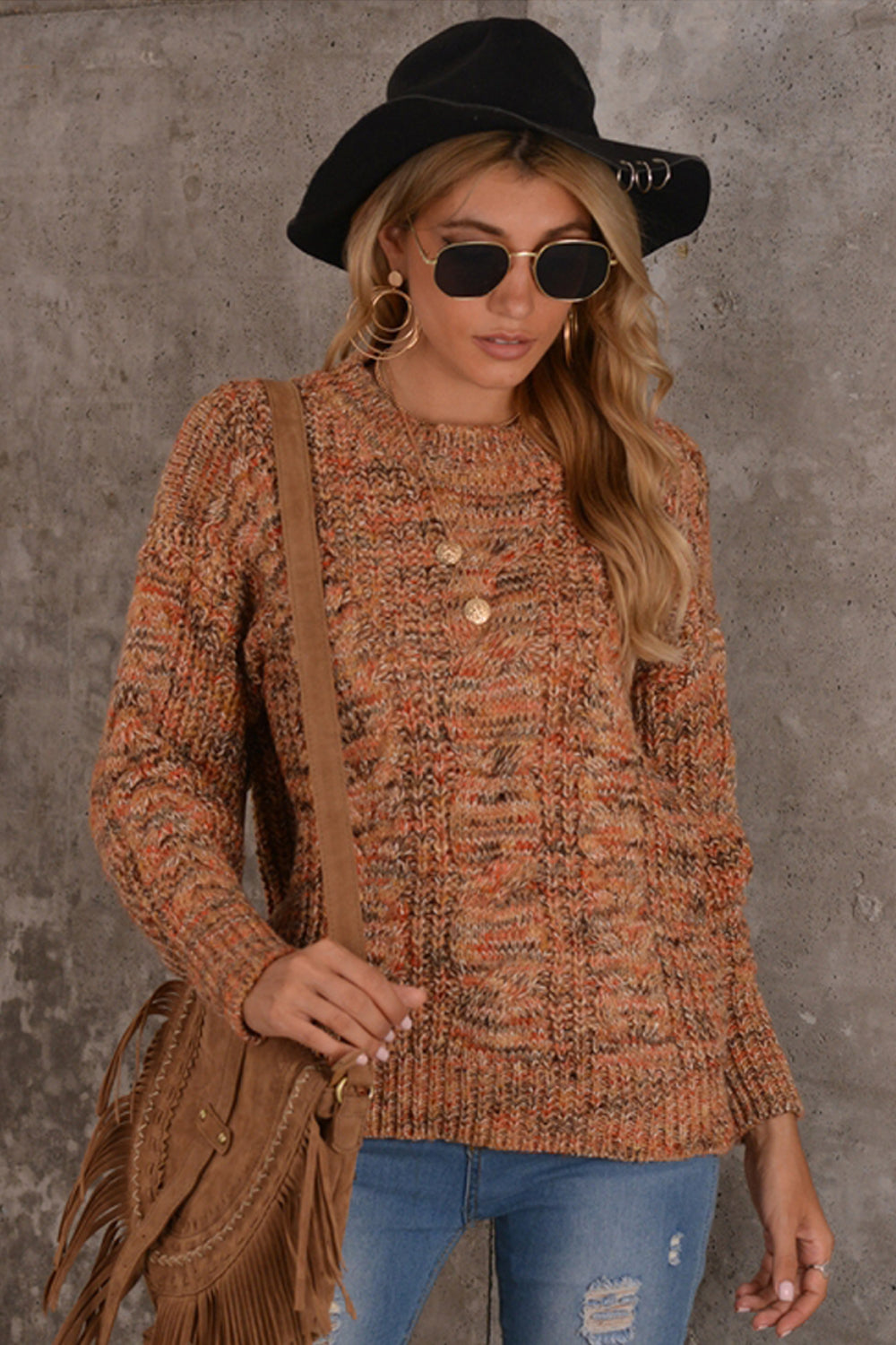 RadyRin Color Matching Long Sleeve Cozy Sweater for All