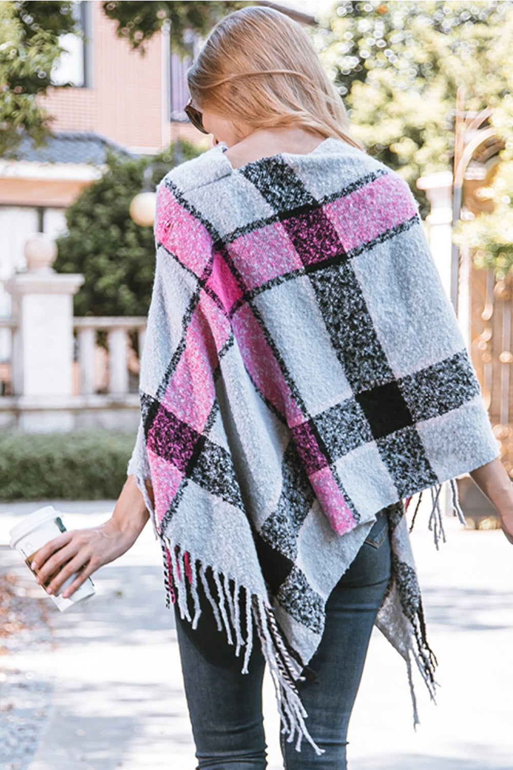 RadyRin V-neck Irregular Tassel Sleeveless Sweater Cloak