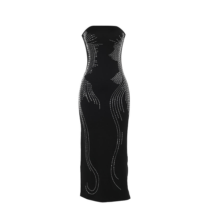 Strapless Embellished Bodycon Column Maxi Dress 9