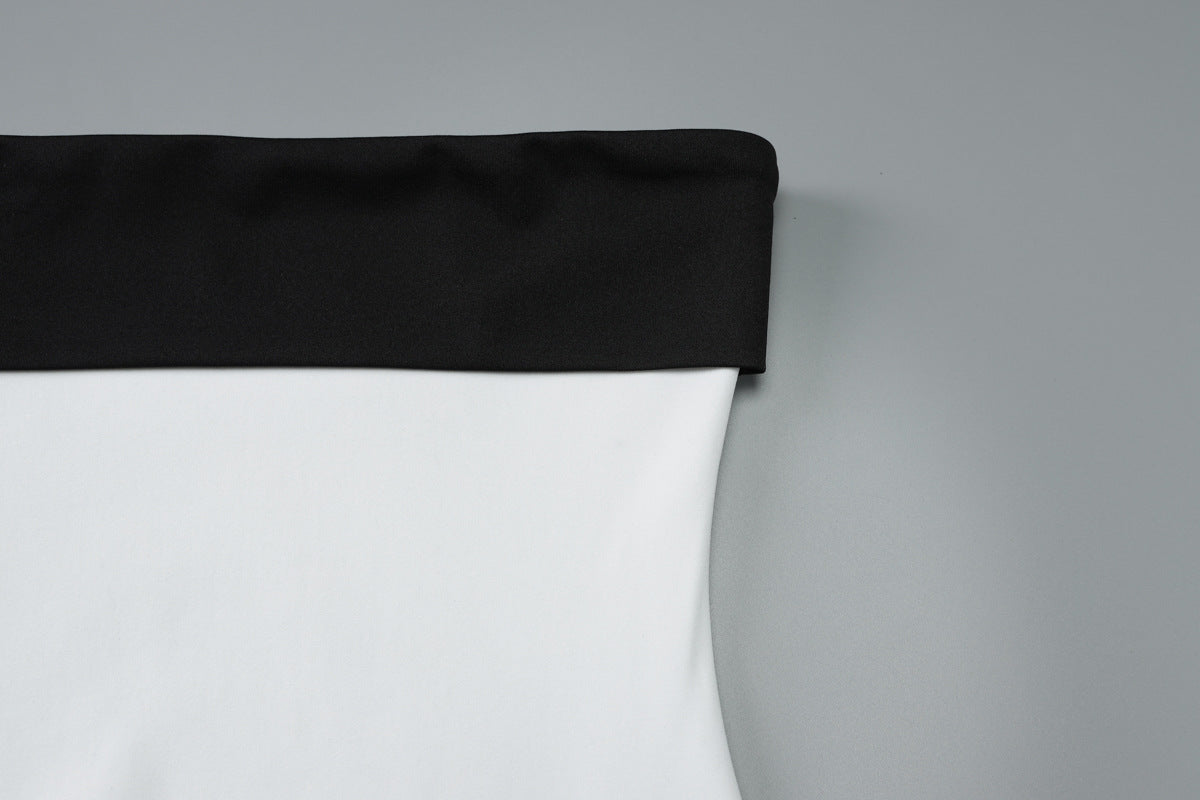 Contrast-Panel Strapless Bandeau Mini Dress 10