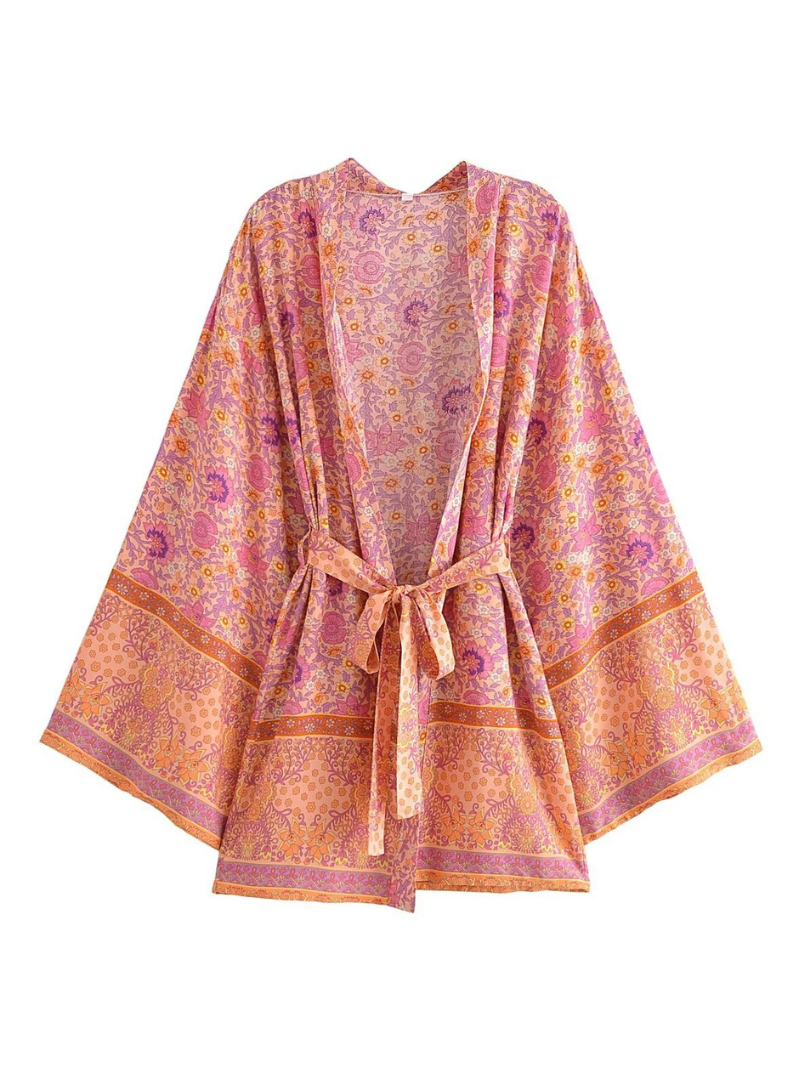 Holding My Heart Cotton Floral Short Kimono Jacket - Fashionpara
