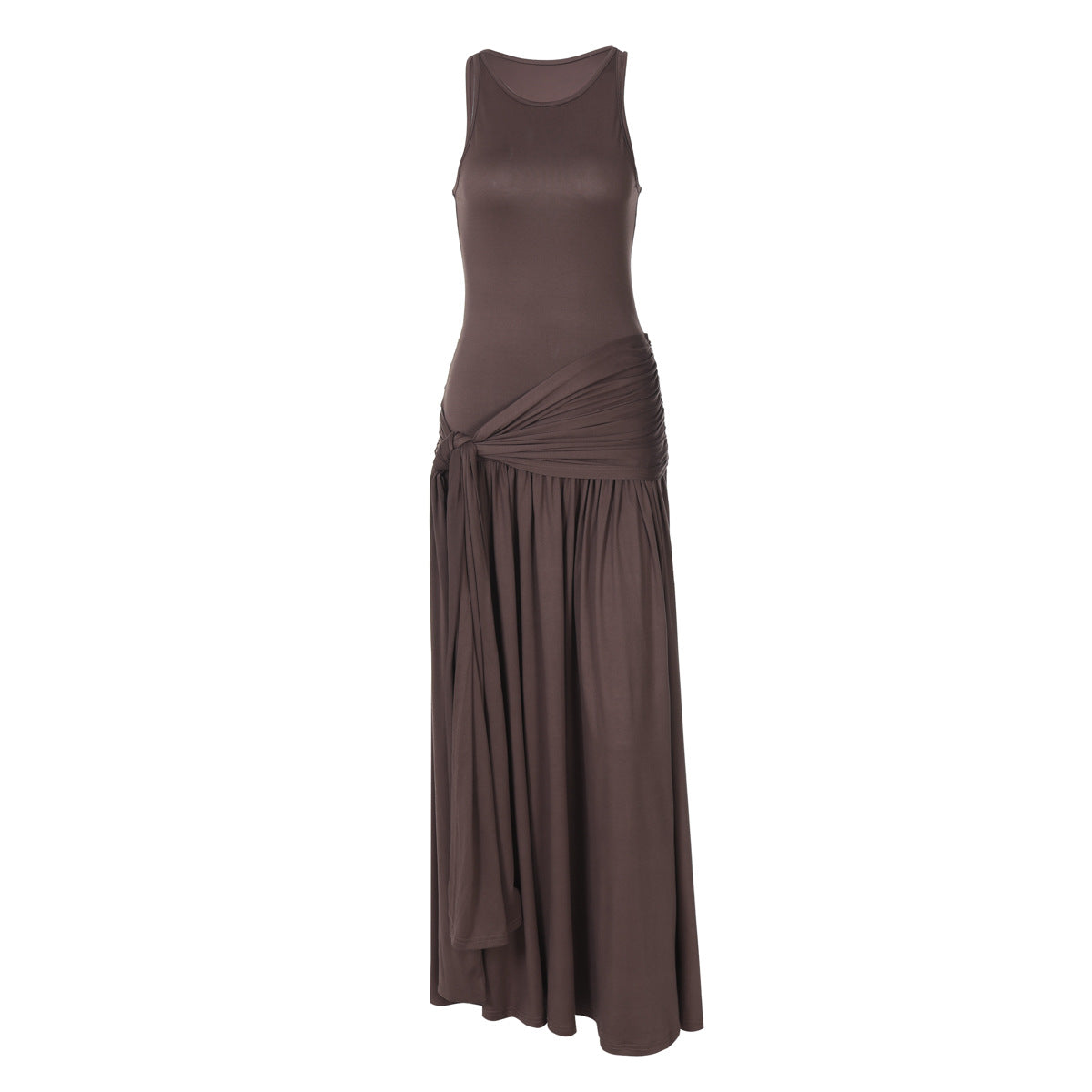 Asymmetric One-Shoulder Twist-Waist Maxi Dress 10