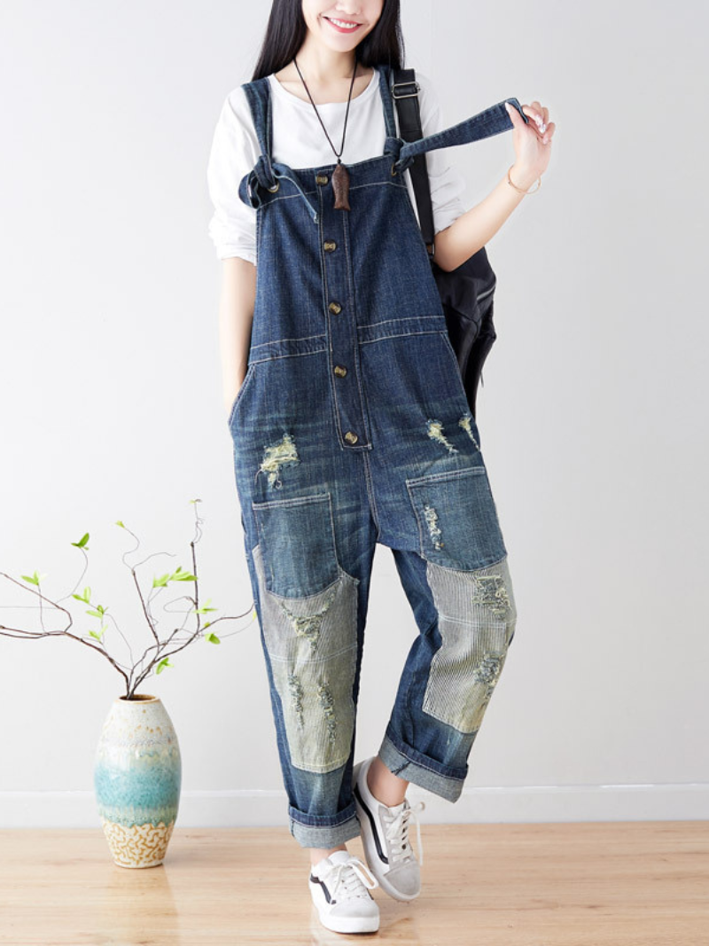 Vintage-Inspired Denim Overalls Dungarees for Women - Fashionpara