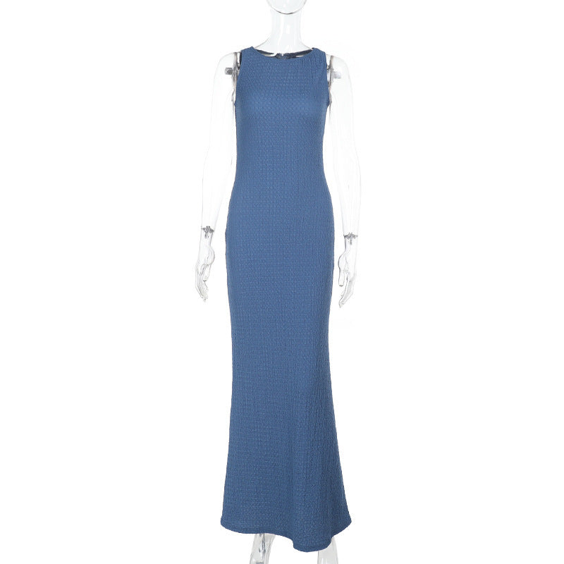 Textured Round-Neck Sleeveless Bodycon Maxi Dress 10