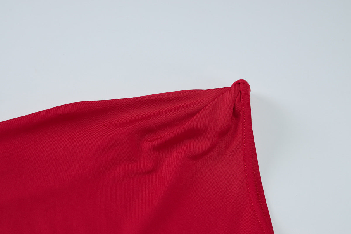 One-Shoulder Draped Asymmetric Ruched Mini Dress 10