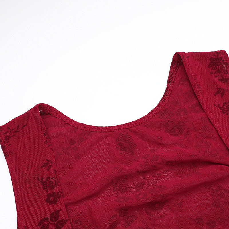 Floral Burnout High-Neck Sleeveless Bodycon Mini Dress 10