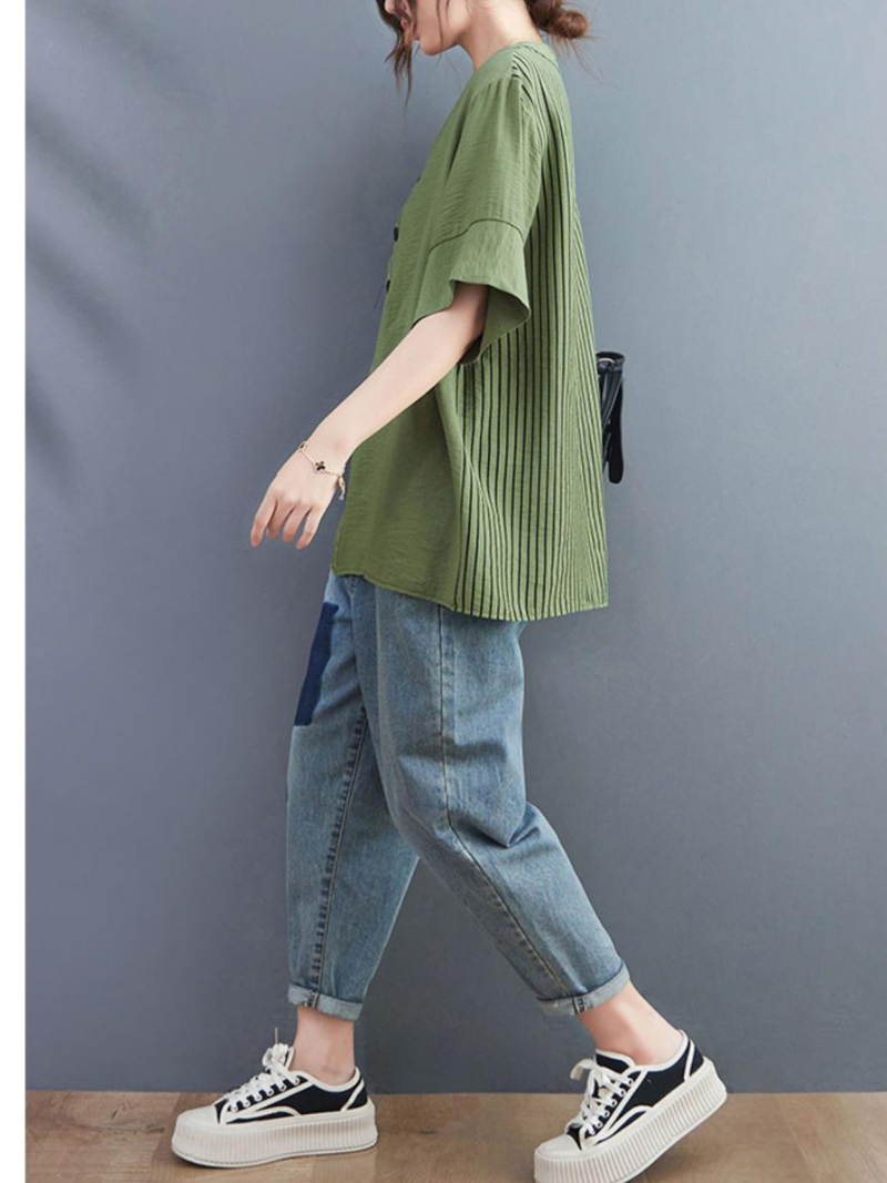Charming Button-Up Striped Tops - Fashionpara