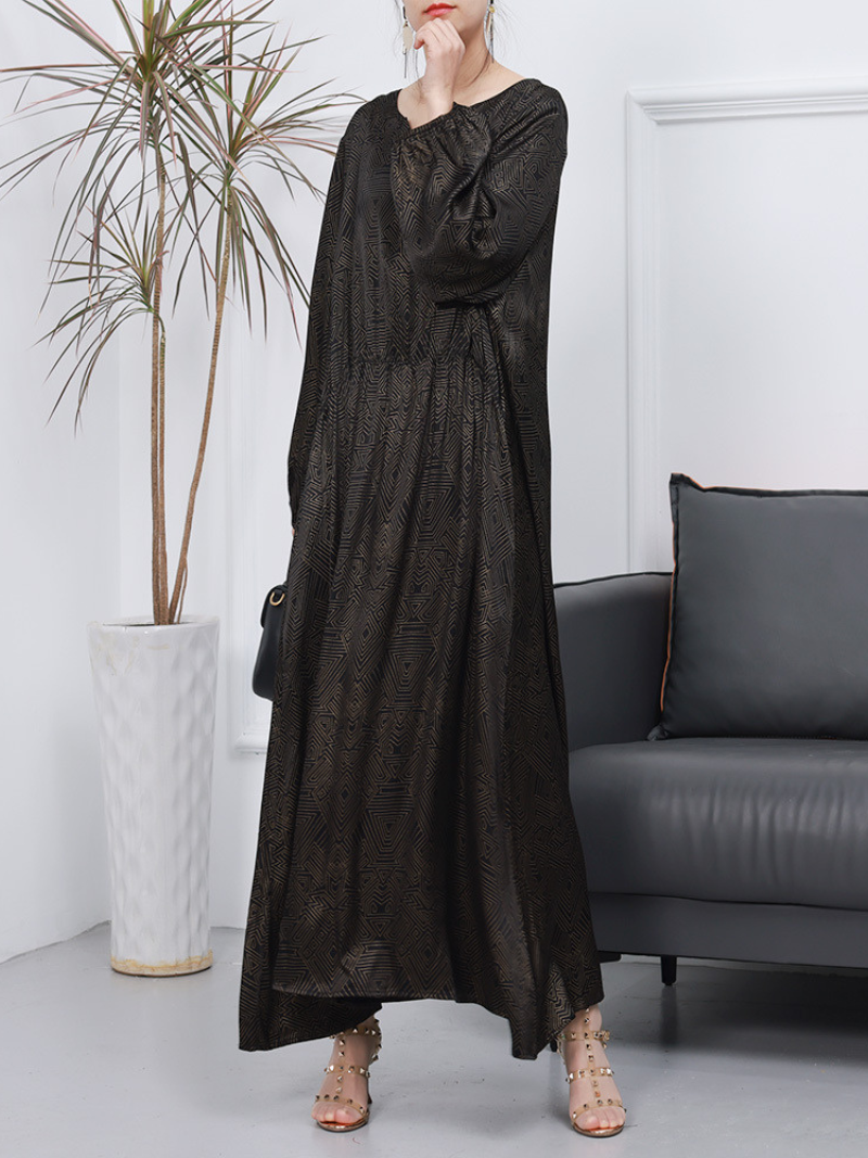 Womnen's Spring Loose Stylish V-Neck Long A-Line Dress - Fashionpara