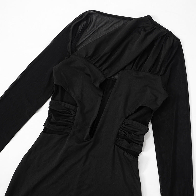 One Shoulder Ruched High Slit Bodycon Maxi Gown 10