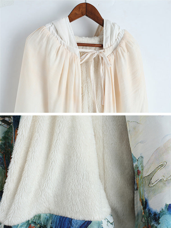 Thickened Vintage Printed Cape Coat 8