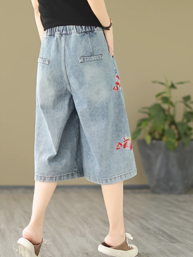 Angels Forever Denim Natural Waist Short Bottom Pant - Fashionpara