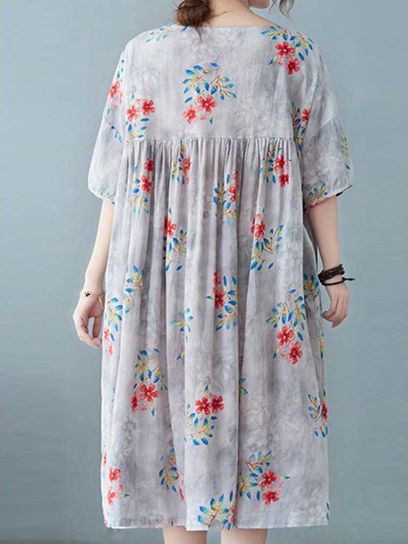 World Around Me Printed Floral Smock Dress - Fashionpara