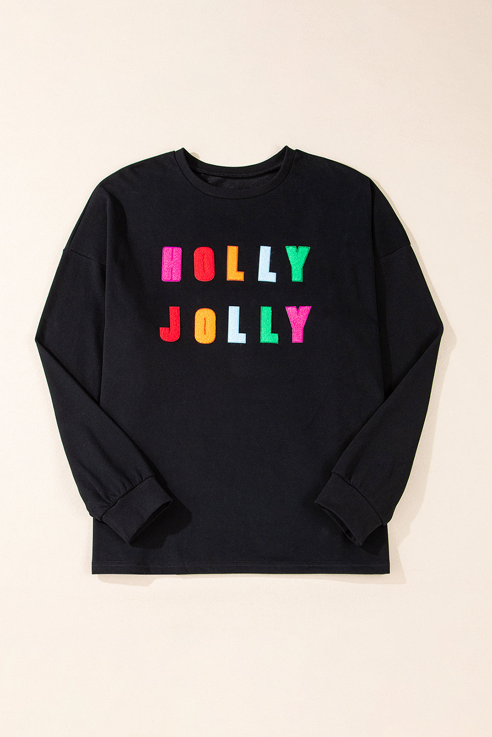 Bonbon Chenille Holly Jolly Graphic Long Sleeve Top