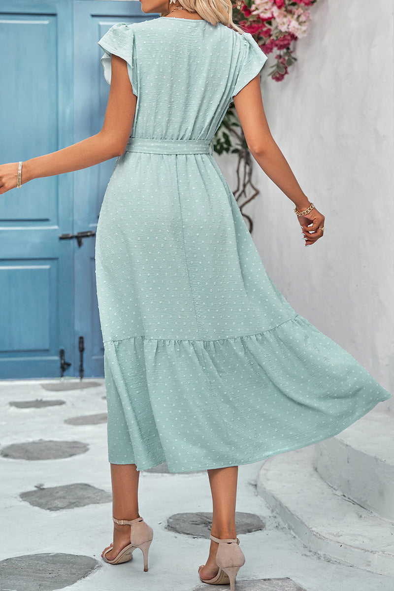 Lace V Neck Long Dress