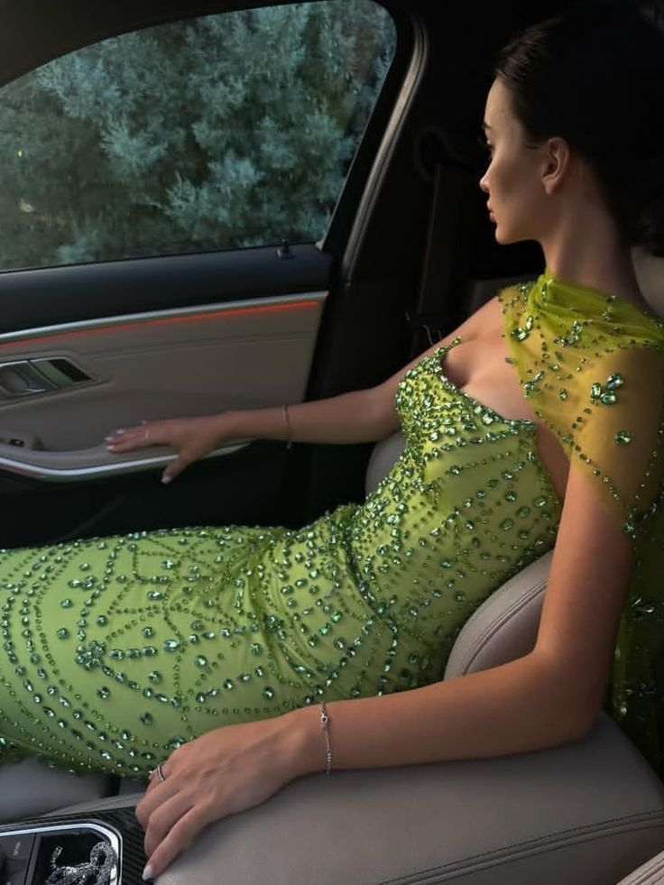 Green Beaded Prom Dress Graduation Dress 22nd Birthday Outfit - Fashionpara