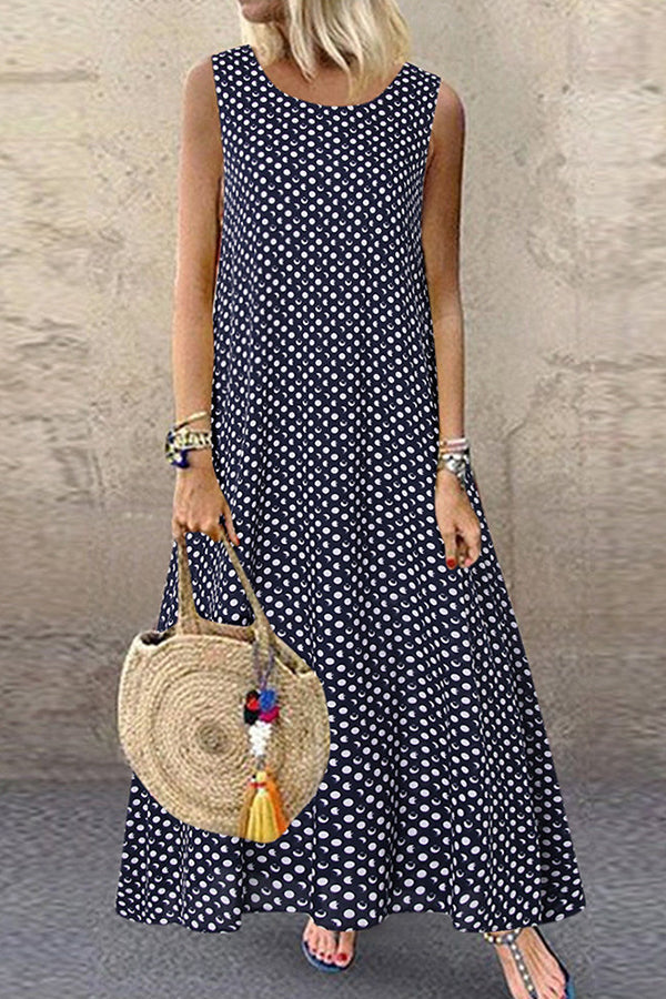 Polka Dot Tank Maxi Dress - Mislish
