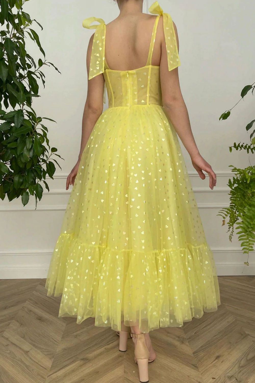 Cute A Line Sweetheart Yellow Party Dress Homecoming Dress - Fashionpara