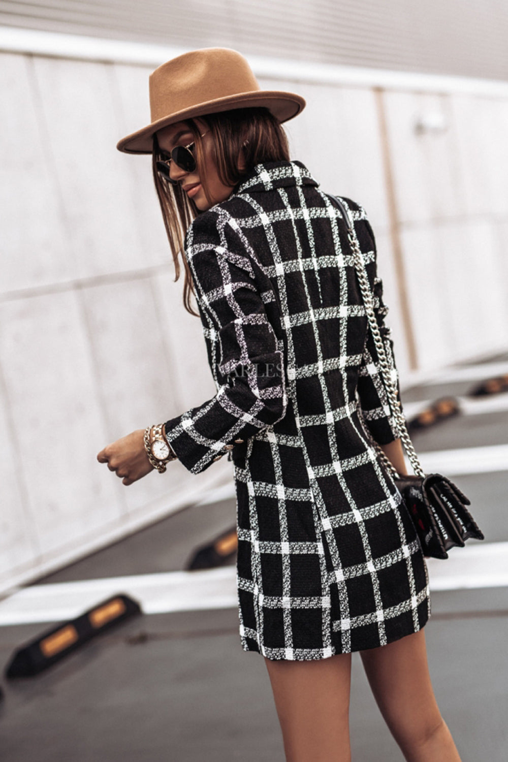 Elegant Woolen Print Mid-Length Lapel Coat for Stylish Wear