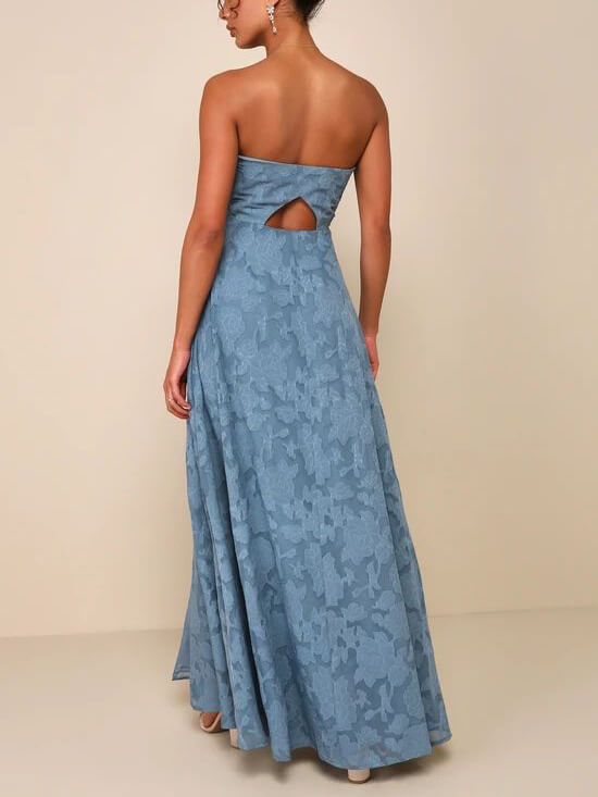 Evening Gown Strapless Slim Fit Slit Maxi Dress - Fashionpara