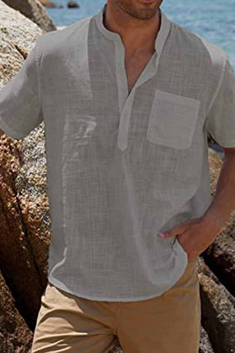 V-Neck Linen New Cardigan Short Sleeve  Fashionpara