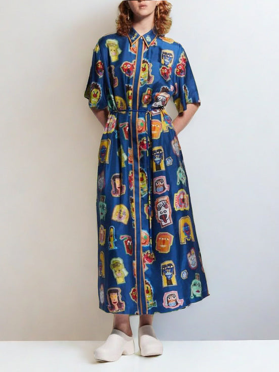 Unique Graffiti Fun Print Midi Dress - Fashionpara