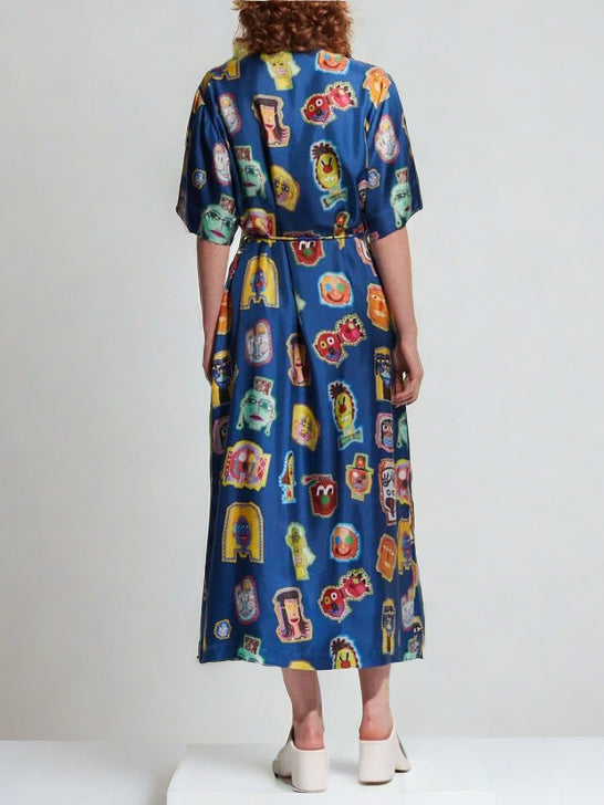 Unique Graffiti Fun Print Midi Dress - Fashionpara