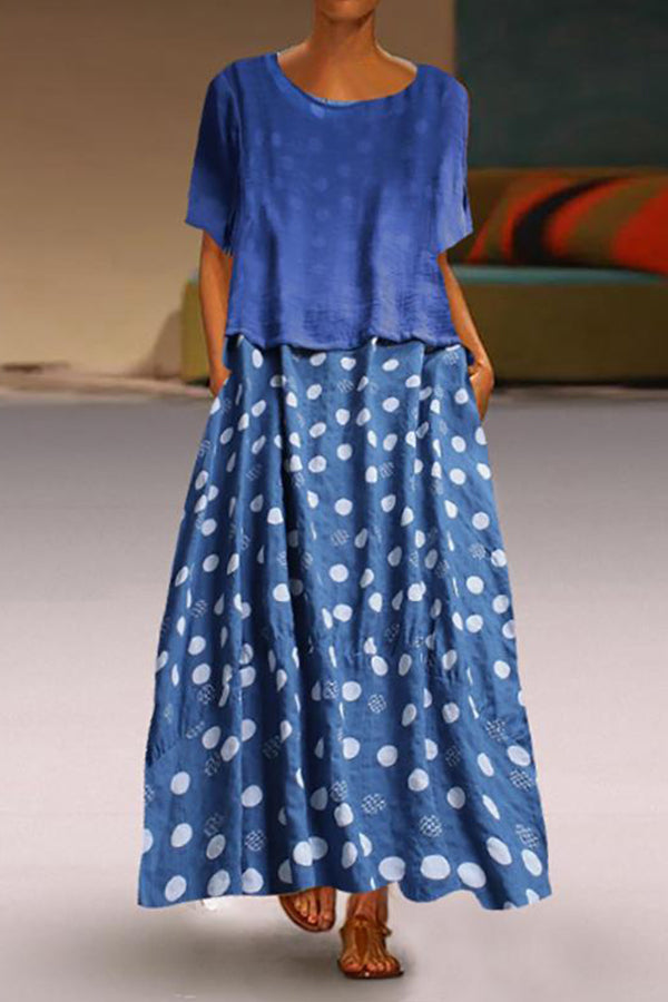 Polka Dot Two-piece Maxi Dress - Mislish