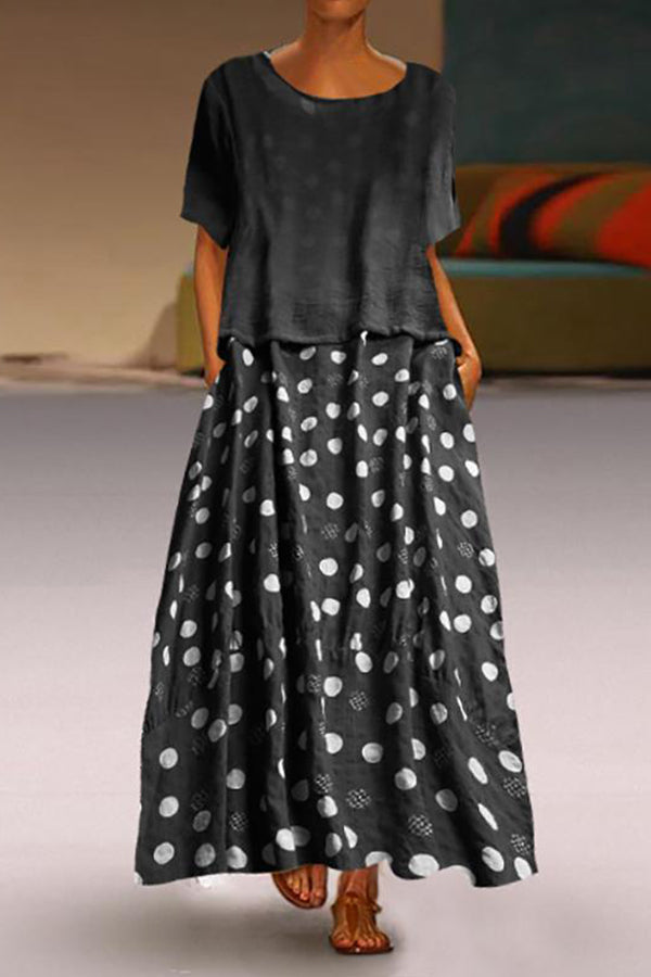 Polka Dot Two-piece Maxi Dress - Mislish