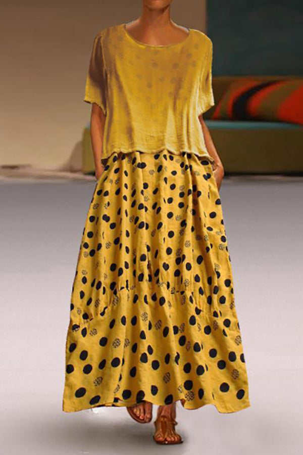 Polka Dot Two-piece Maxi Dress - Mislish
