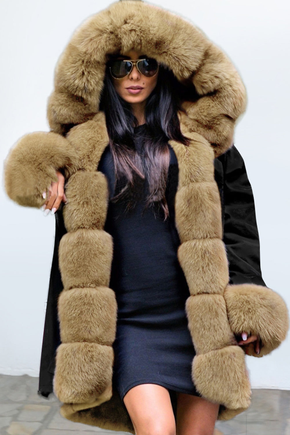 Elegant Wool Collar Cashmere Coat for Luxurious Warmth