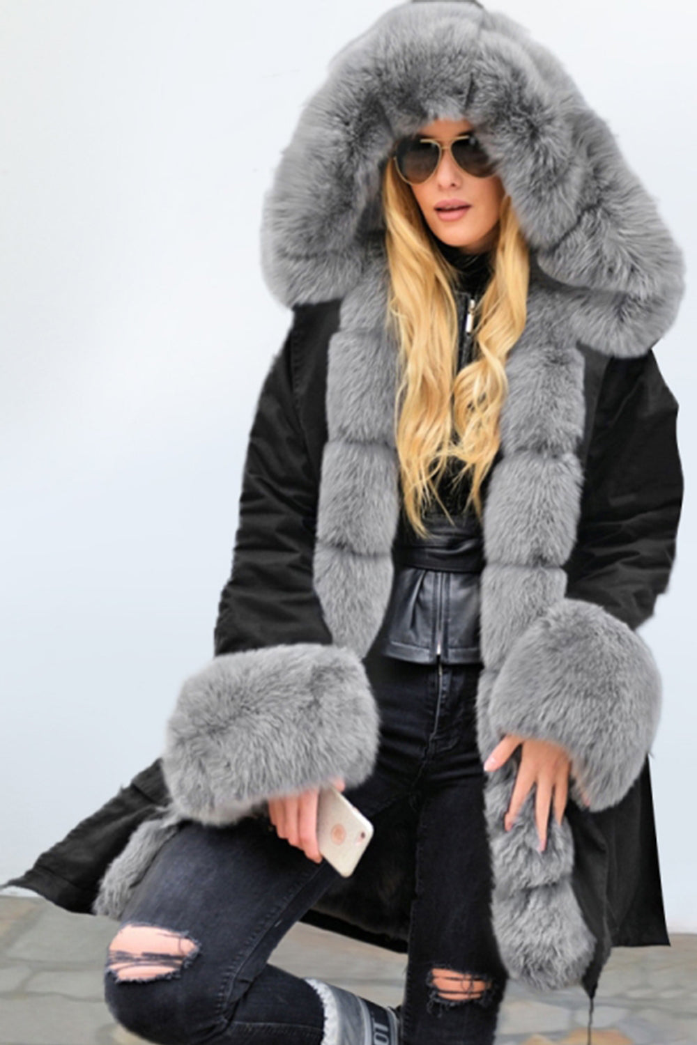 Elegant Wool Collar Cashmere Coat for Luxurious Warmth