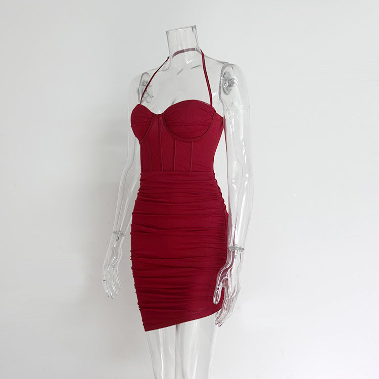 Halter Neck Corset Bustier Ruched Bodycon Mini Dress 11