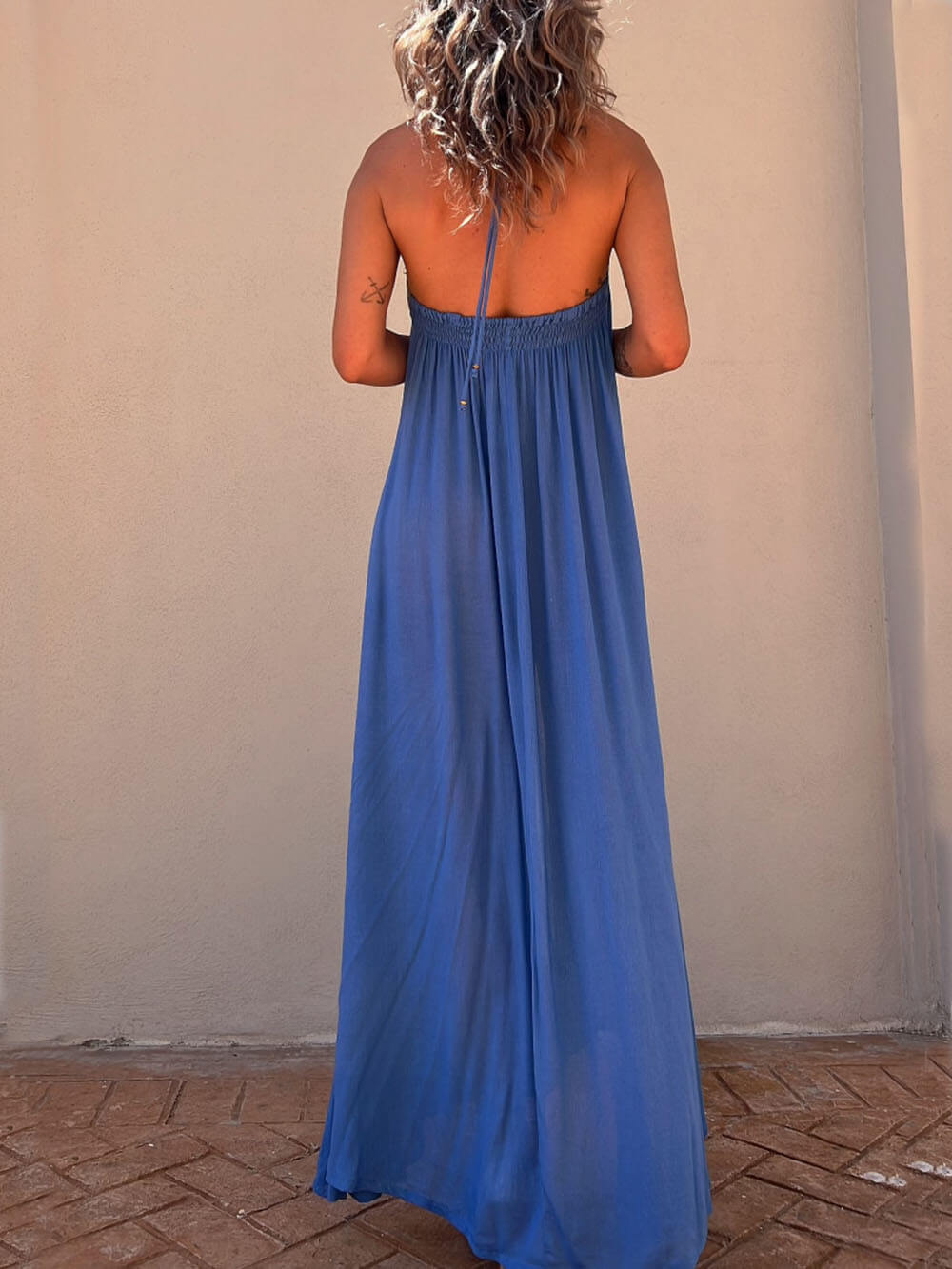 Halter Neck Casual Resort Maxi Dress - Fashionpara