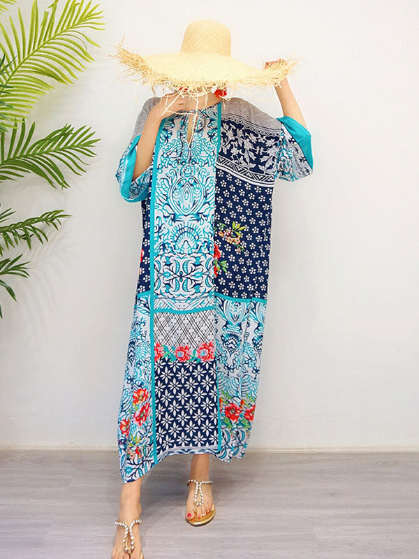 Foil Print Plunge V-Neck Sleeveless Maxi Dress 2