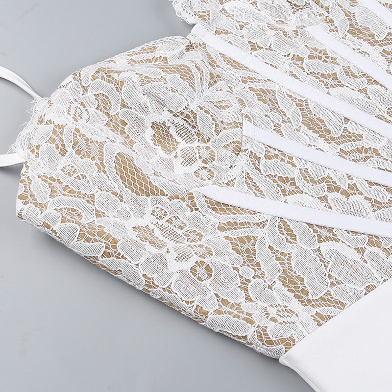 Fringila Asymmetric Dress - White