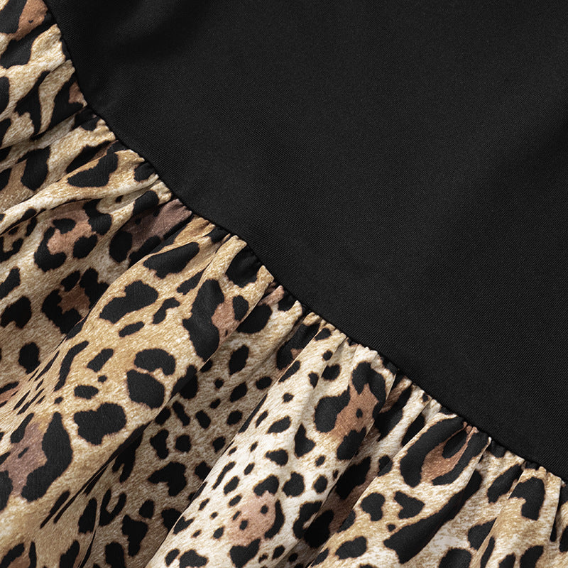 Leopard Print Strapless Puffball Hem Drop-Waist Mini Dress 11
