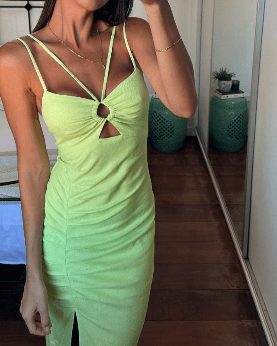 Adjustable Straps Midi Dress - Fashionpara