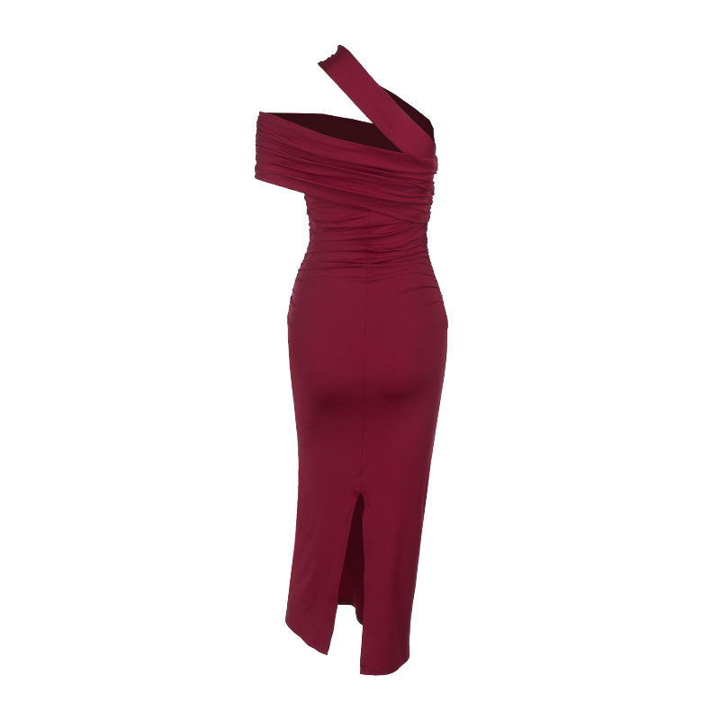 Horres Midi Dress-Maroon