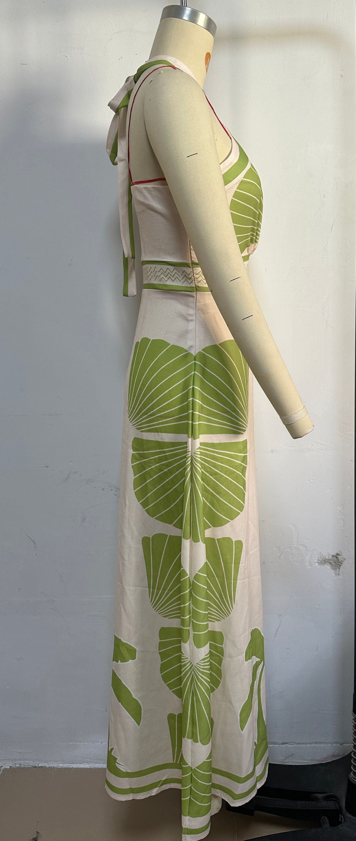 Placement Print Halter Neck Straight Column Maxi Dress 10