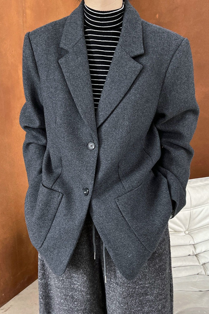 Wool Blend Relaxed Fit Blazer 12