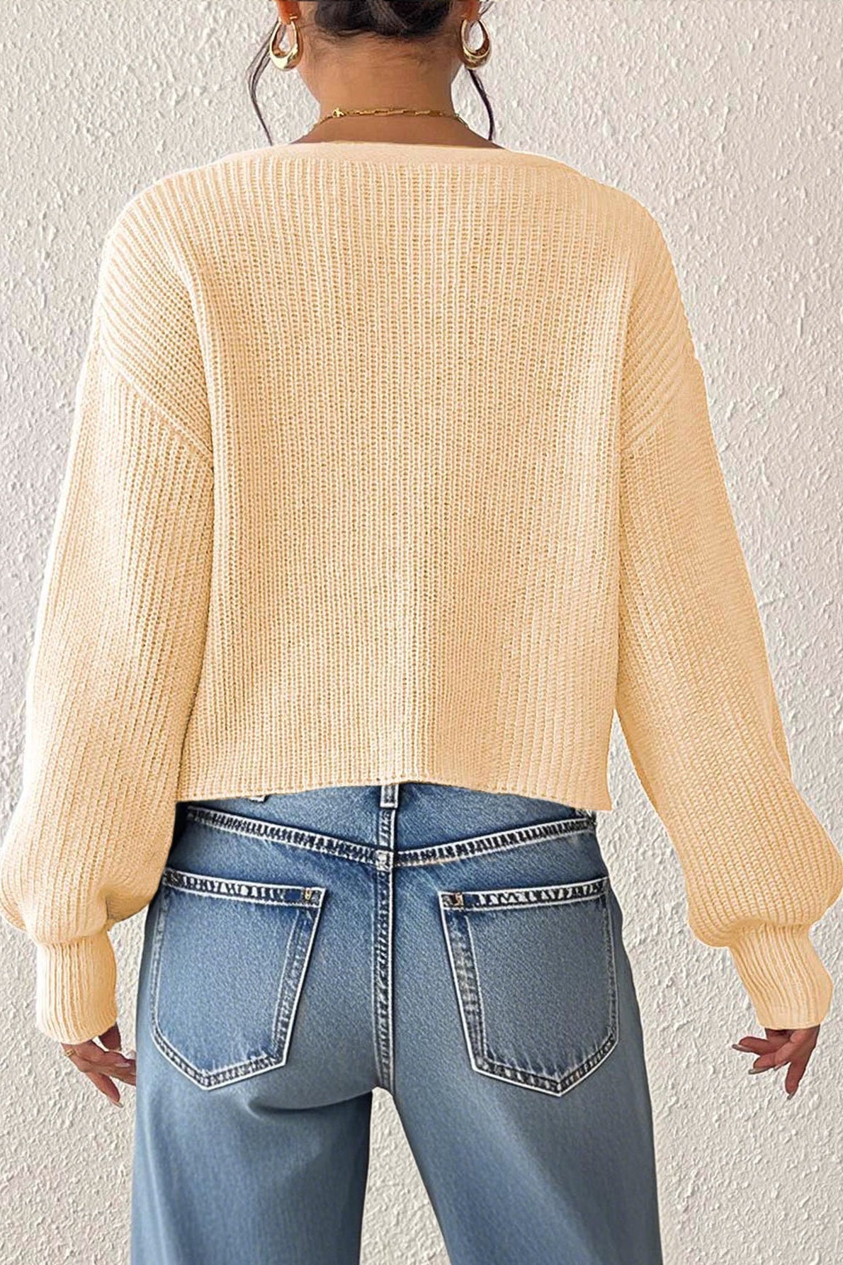 Button Front Crochet Knit Crop Sweater 17