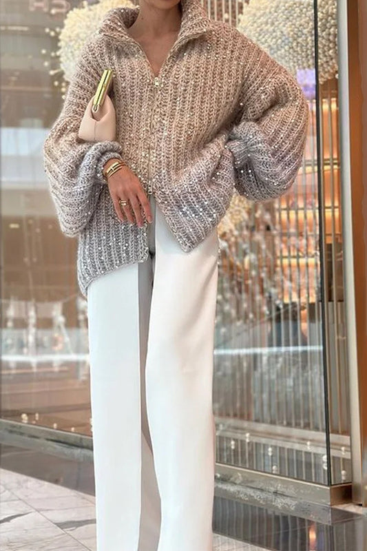 Elegant Sequin Knit Cardigan for Chic Layering Style