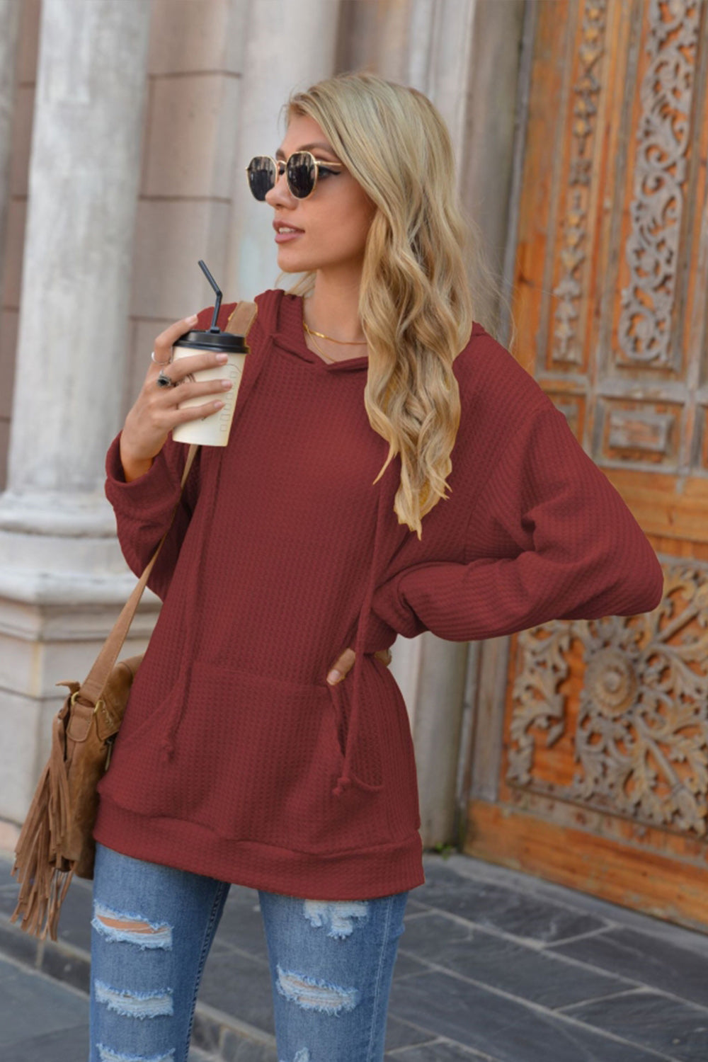 RadyRin Hooded Solid Color Sweater for Cozy Comfort