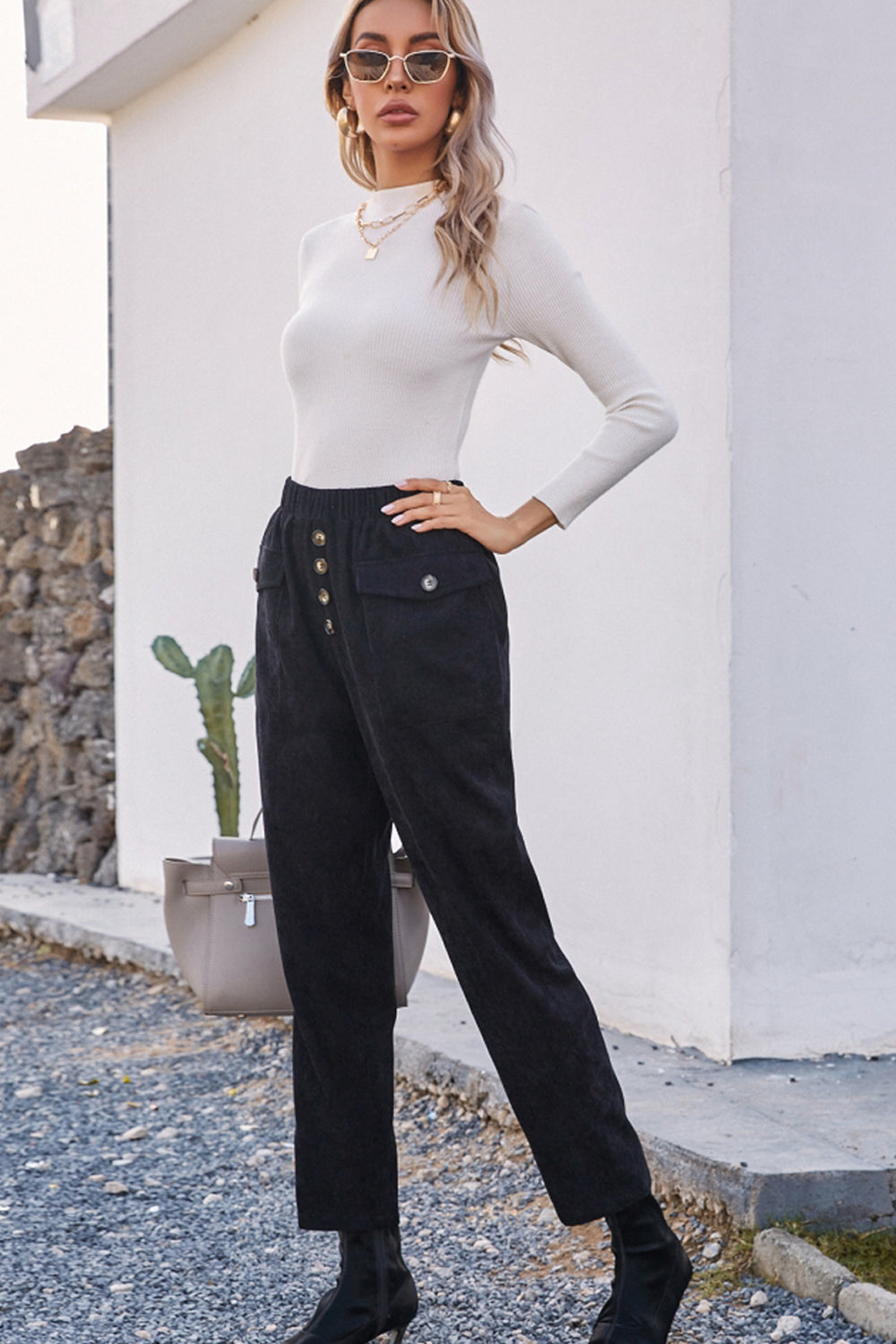 High-rise Buttoned Straight-leg Corduroy Trousers