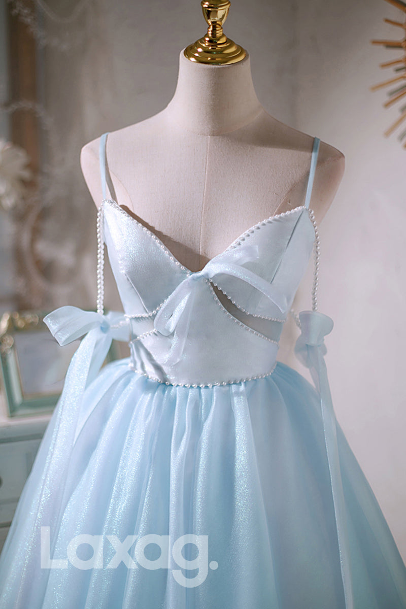 Spaghetti Straps V-Neck Cute Homecoming Dress - Fashionpara