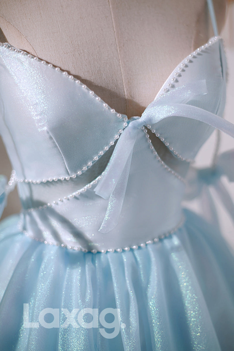 Spaghetti Straps V-Neck Cute Homecoming Dress - Fashionpara