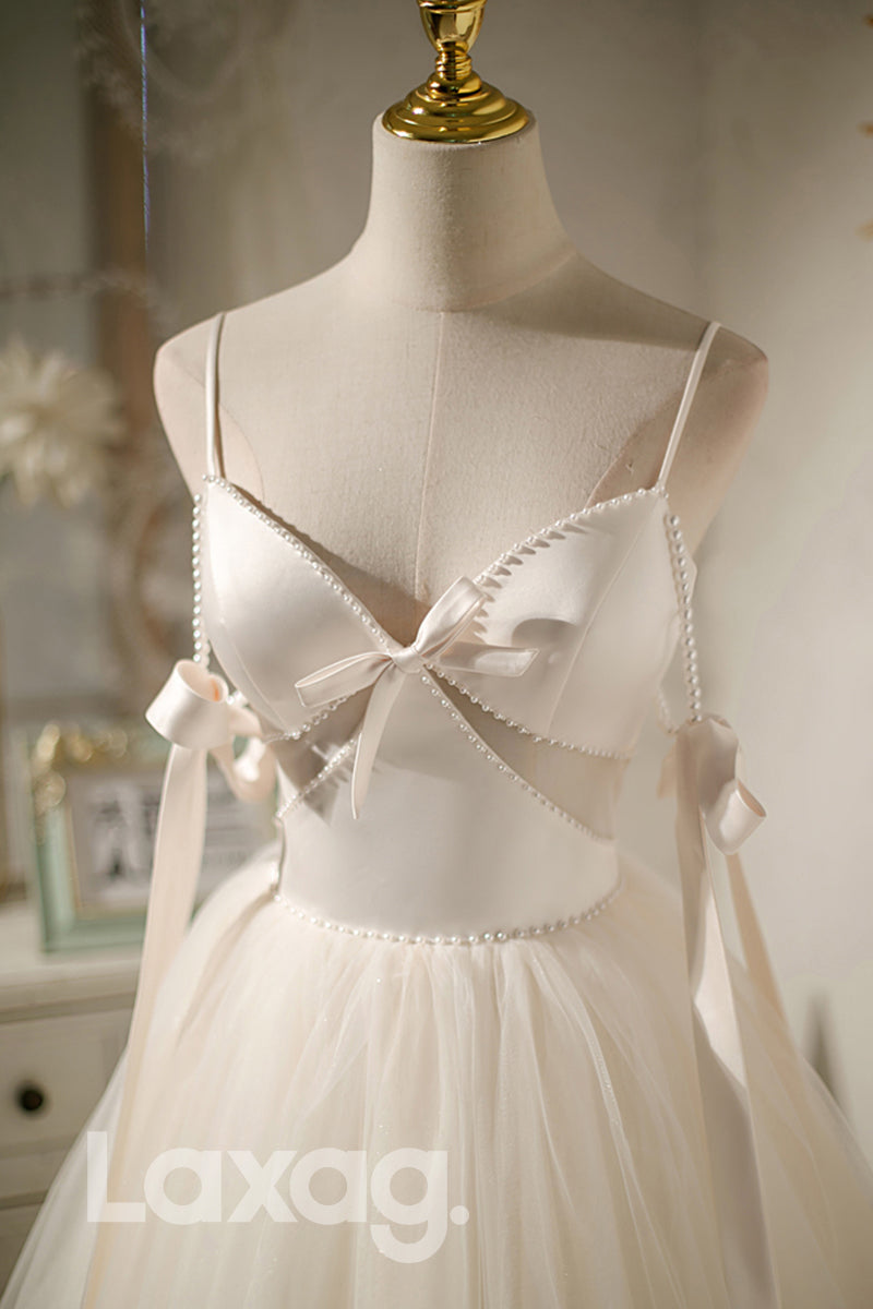 Spaghetti Straps V-Neck Cute Homecoming Dress - Fashionpara