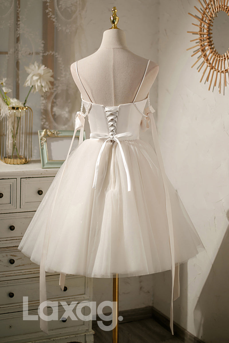 Spaghetti Straps V-Neck Cute Homecoming Dress - Fashionpara