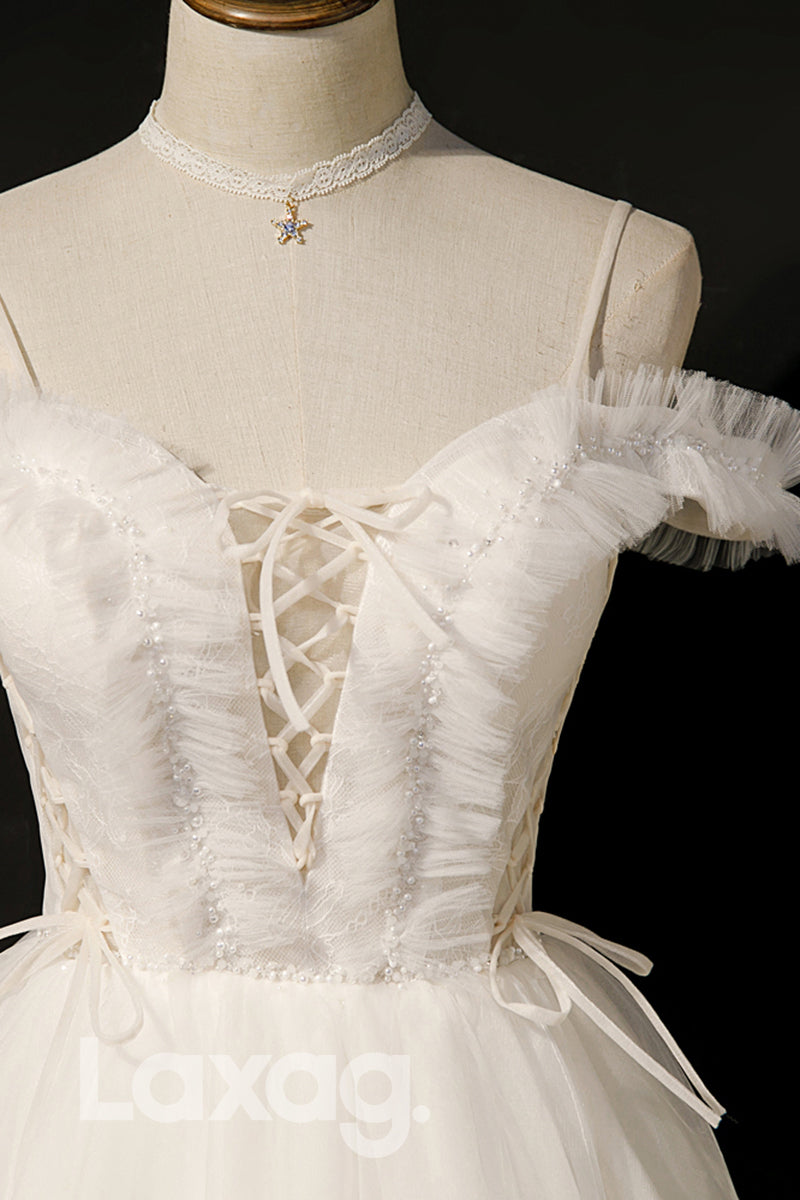 Spaghetti Straps Beads Short Homecoming Dress - Fashionpara